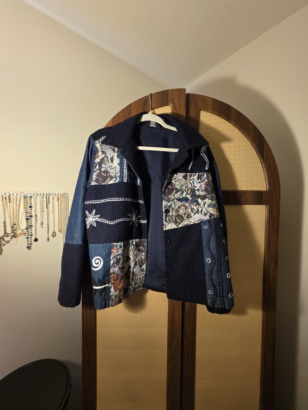 Women's Navy Patchwork Jean Jacket